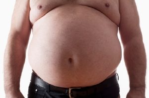 Overweight man with huge belly