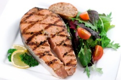 High protein salmon steak