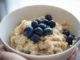 Bowl of oatmeal and blueberries